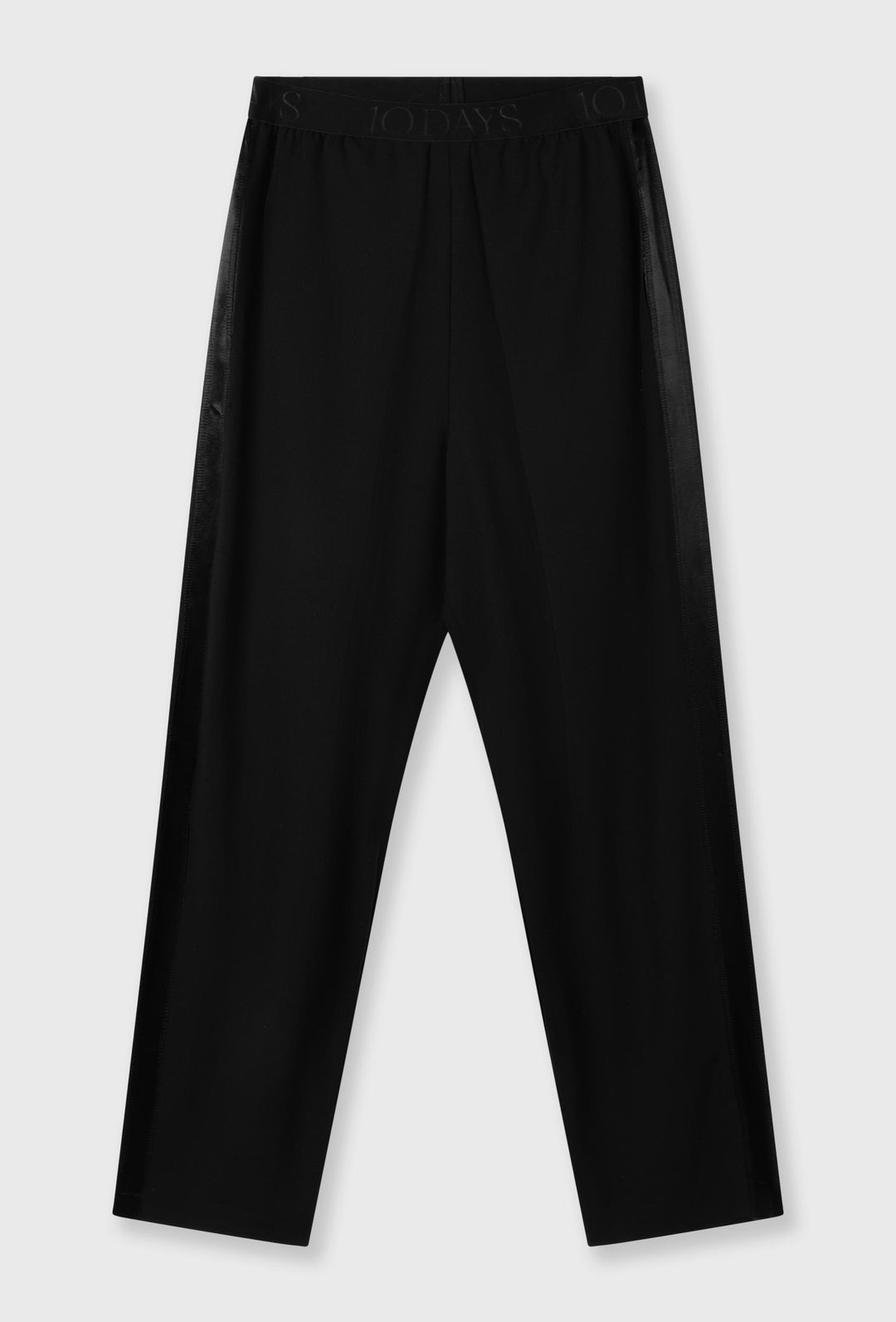 Czarne szerokie spodnie z zakładkami i subtelnymi detalami