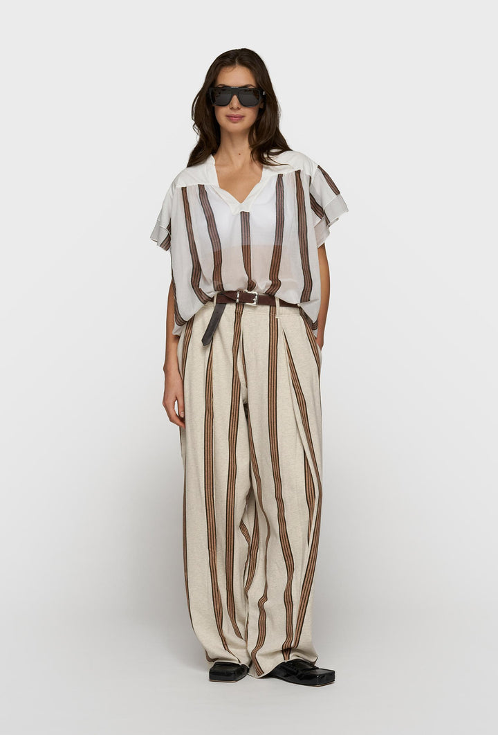 Spodnie culotte w modne paski