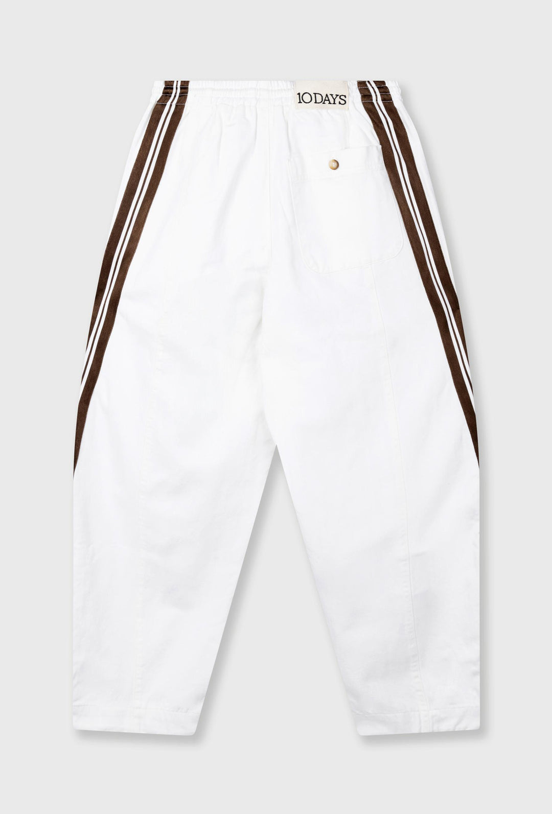 Białe spodnie dresowe z lampasami i elastycznym pasem