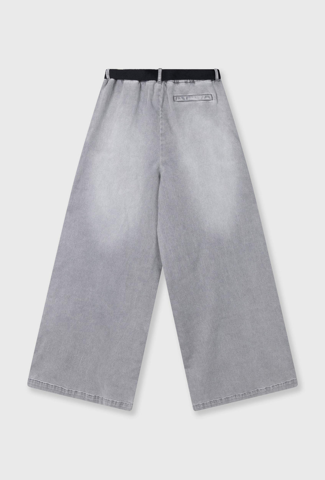 Spodnie wide leg z denimu z paskiem i haftem logo