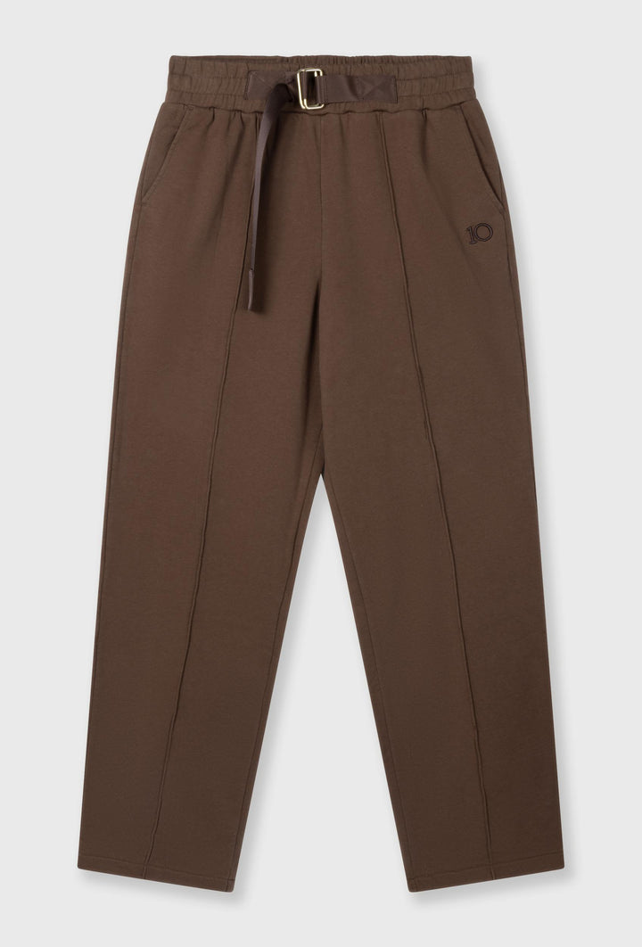 Spodnie dresowe z prostą nogawką i dekoracyjnymi przeszyciami