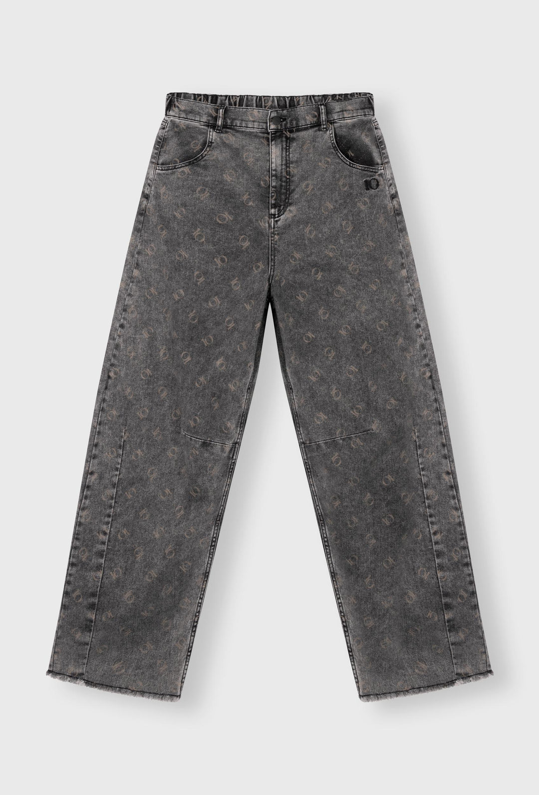 Jeansy fasonie straight leg w szarym kolorze z nadrukiem