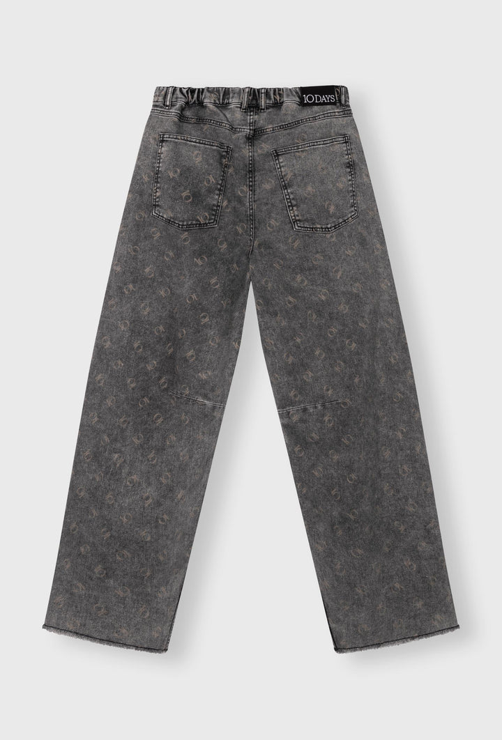 Jeansy fasonie straight leg w szarym kolorze z nadrukiem
