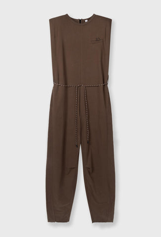 Kombinezon bez rękawów z wiązaniem w pasie