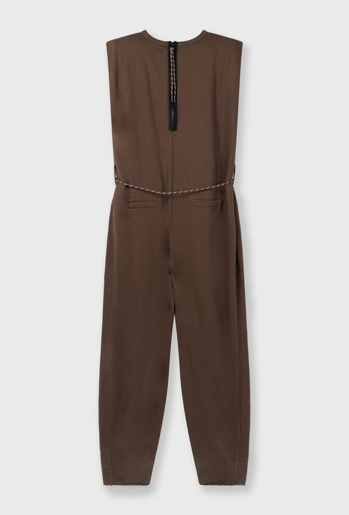 Kombinezon bez rękawów z wiązaniem w pasie