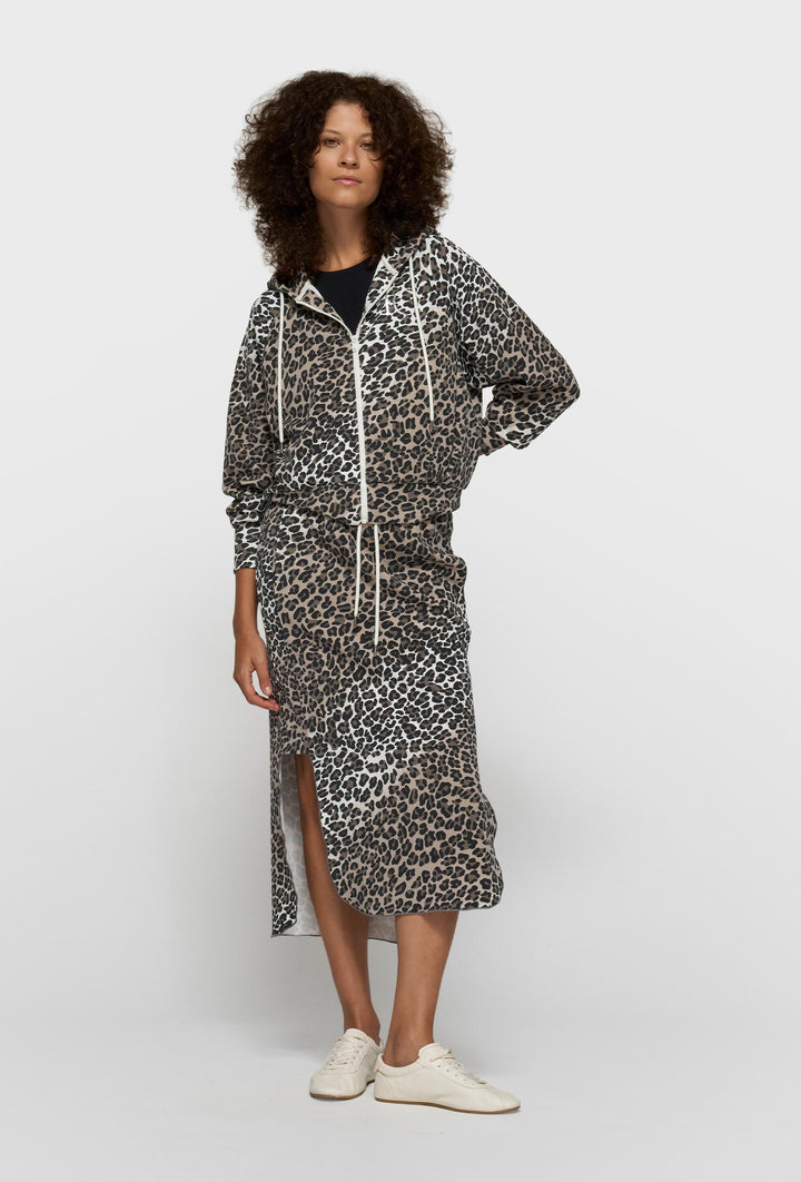 Spódnica midi ze zwierzęcym printem i rozcięciem