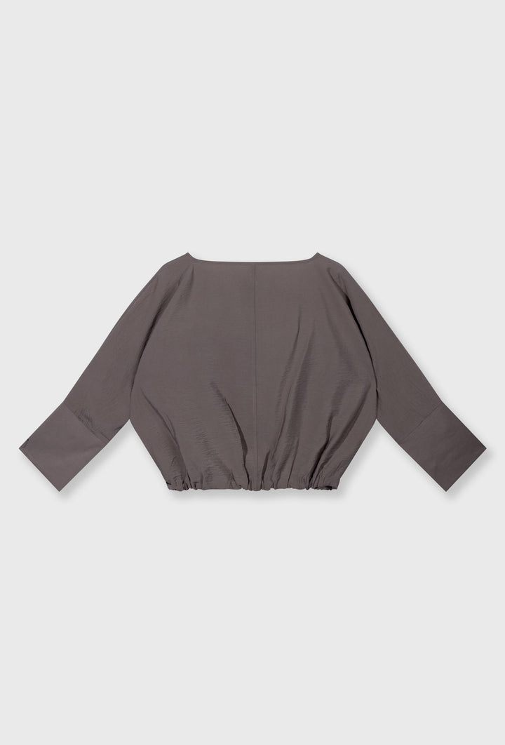 Minimalistyczna bluzka z długim rękawem w kolorze taupe