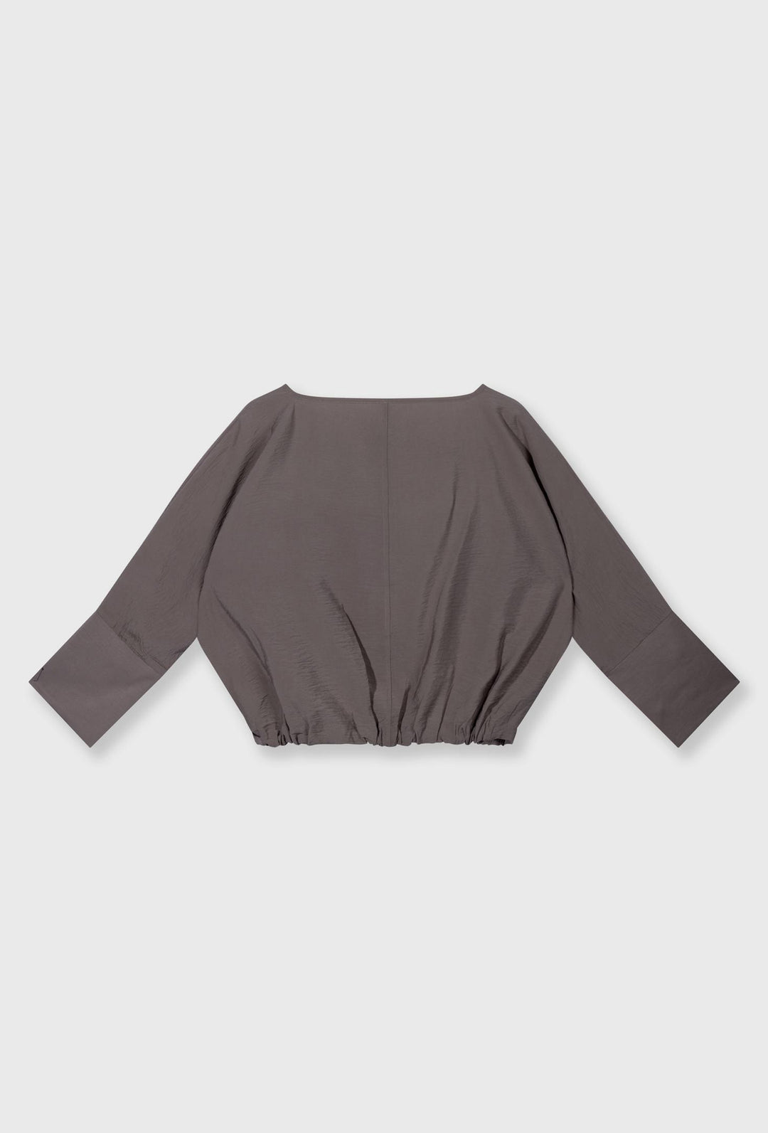 Satynowy taupe komplet oversize z szerokimi nogawkami