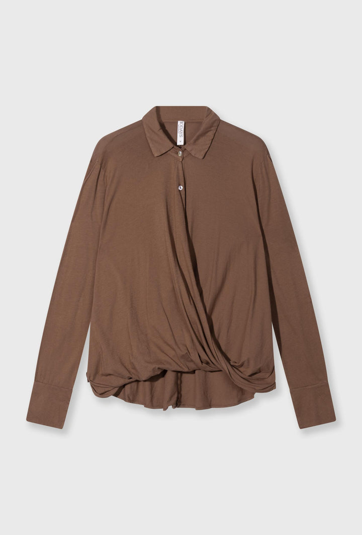 Stylowy t-shirt z długimi rękawami z luźnego materiału