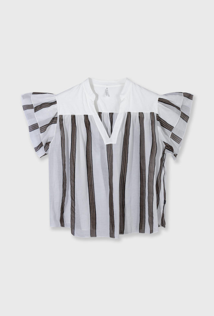 Lekka bluzka z krótkim rękawem w paski