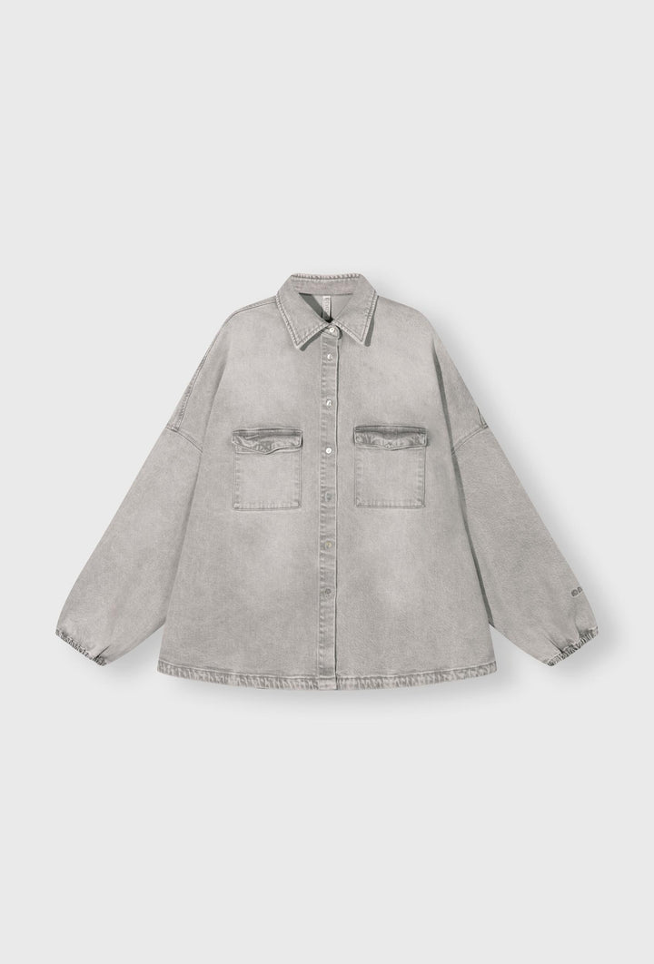 Szara koszula denimowa w stylu oversize