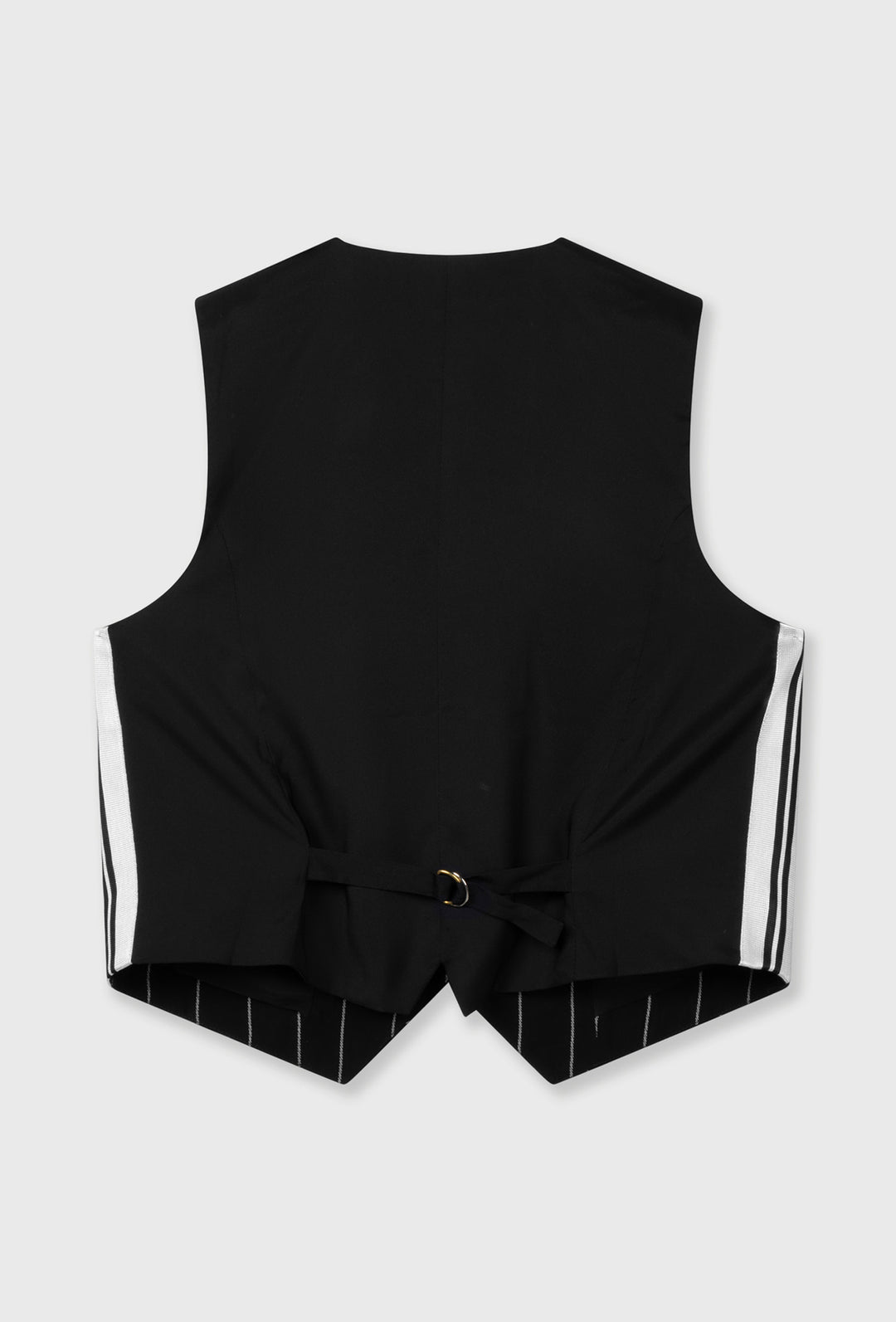 Czarna kamizelka garniturowa w prążek z regulacją z tyłu