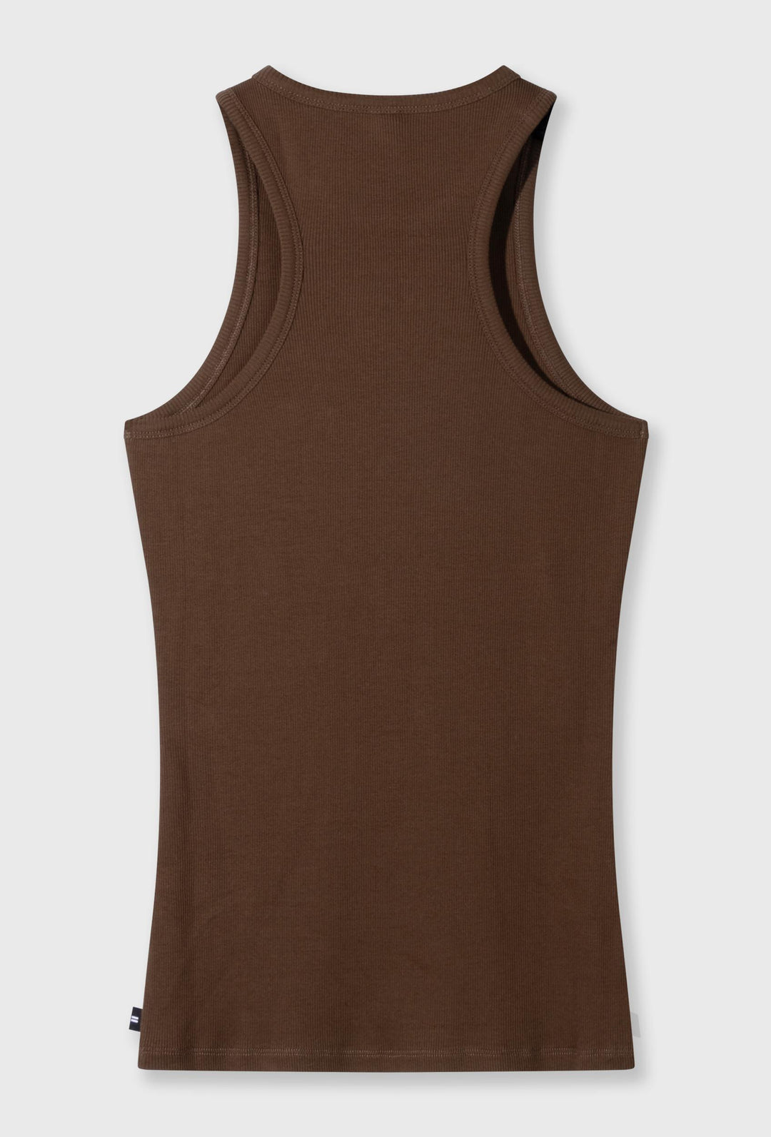 Top bez rękawów z prążkowanej dzianiny w brązowym kolorze