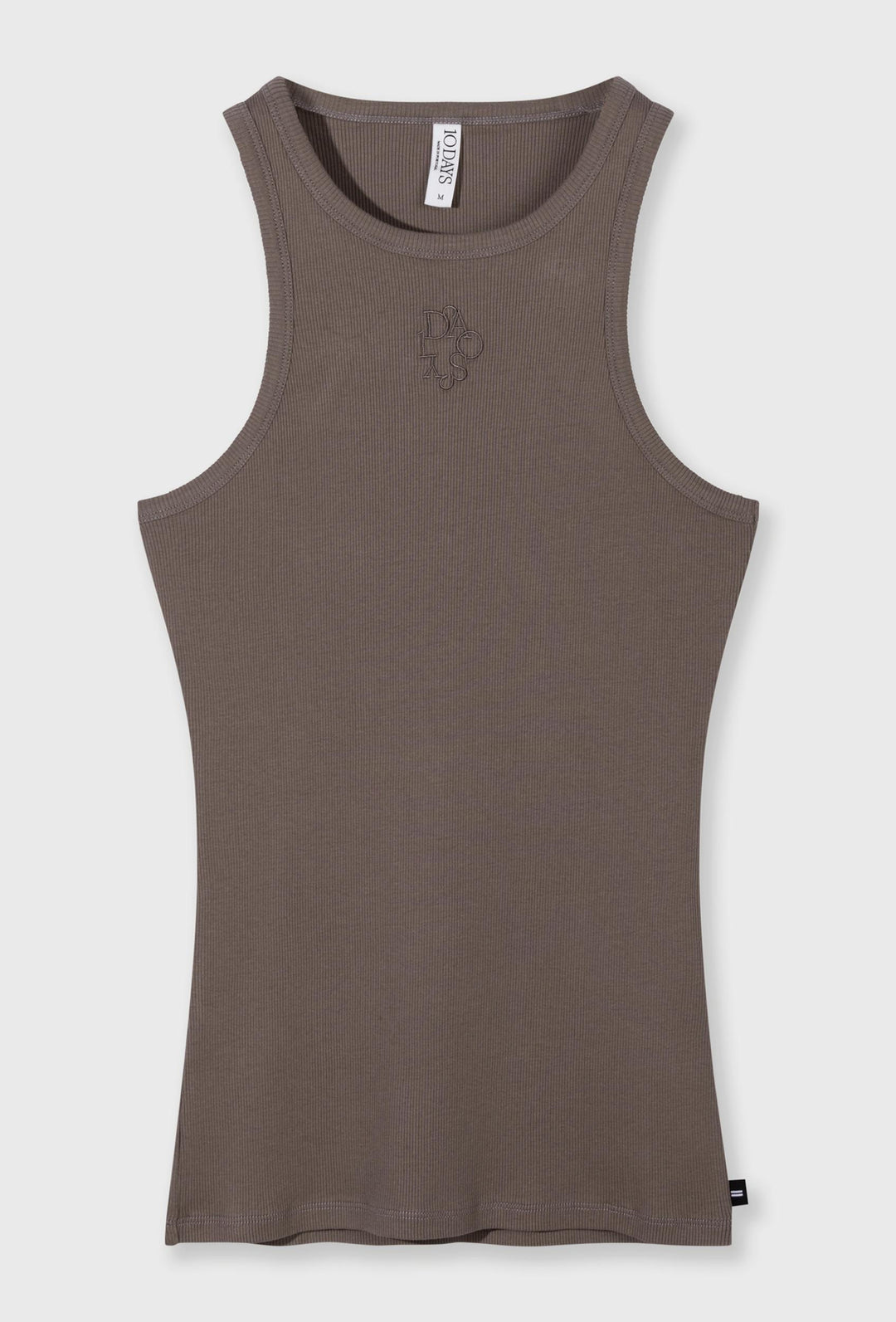 Prążkowy top o kroju bokserki w kolorze brązowym