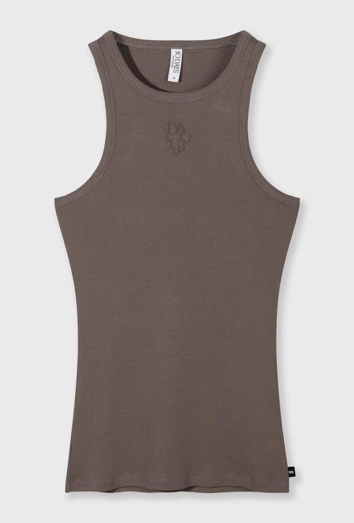 Prążkowy top o kroju bokserki w kolorze brązowym