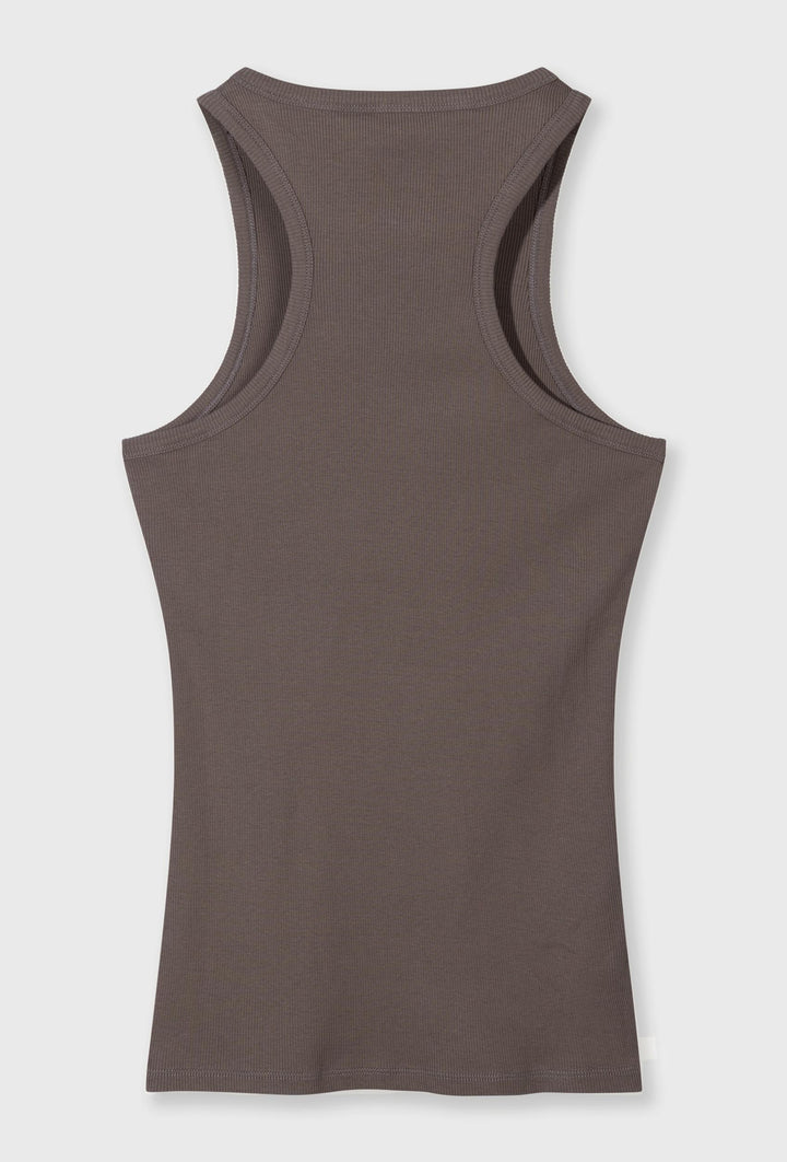 Prążkowy top o kroju bokserki w kolorze brązowym