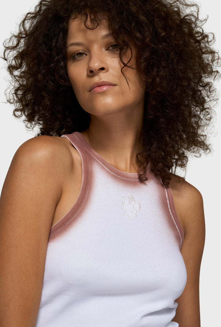 Biały top na ramiączkach z kontrastowym wykończeniem