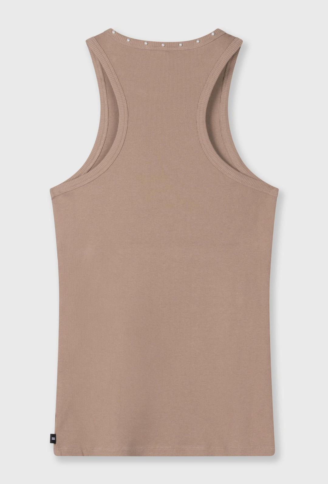 Top bez rękawów z prążkowanej dzianiny z aplikacją pereł