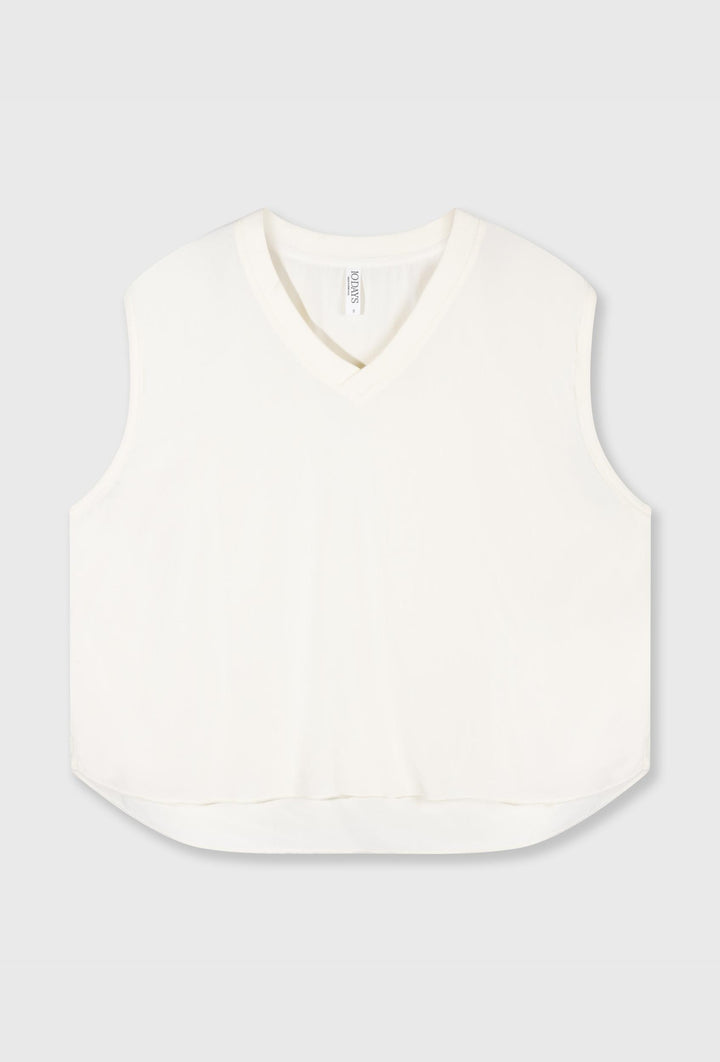 Lekki, oversizowy top na szeokich ramiączkach w kolorze ecru