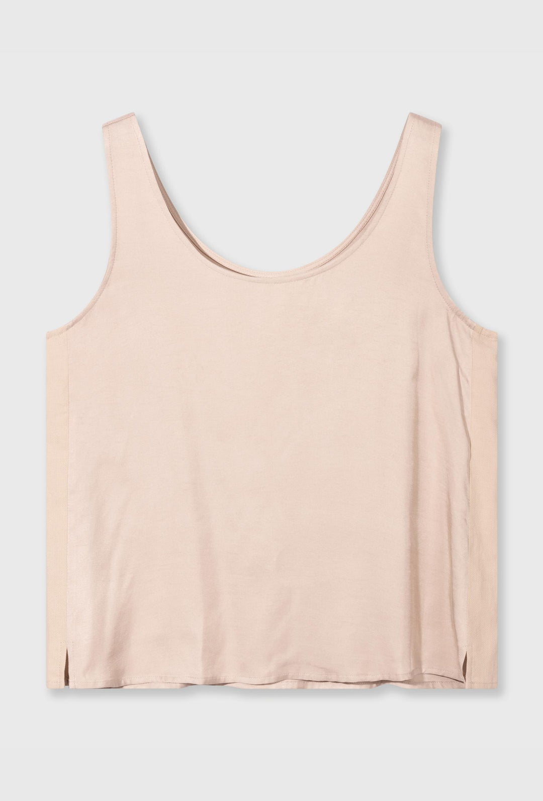 Minimalistyczny top na szerokich ramiączkach w beżowym kolorze
