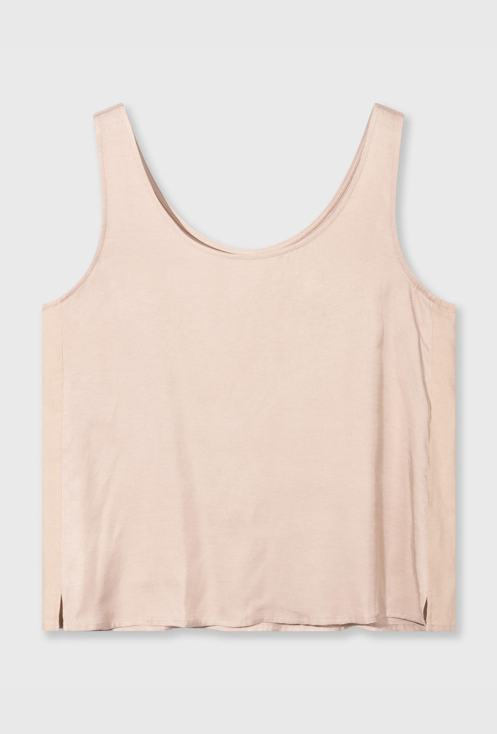 Minimalistyczny top na szerokich ramiączkach w beżowym kolorze