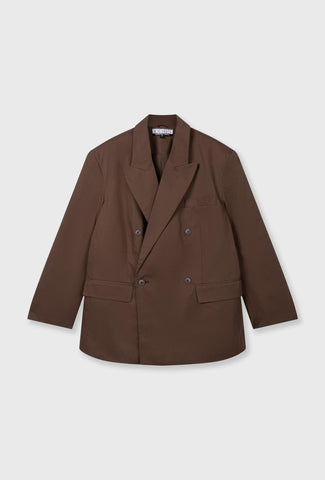 Dwurzędowa marynarka o luźnym kroju w odcieniu czekoladowego brązu