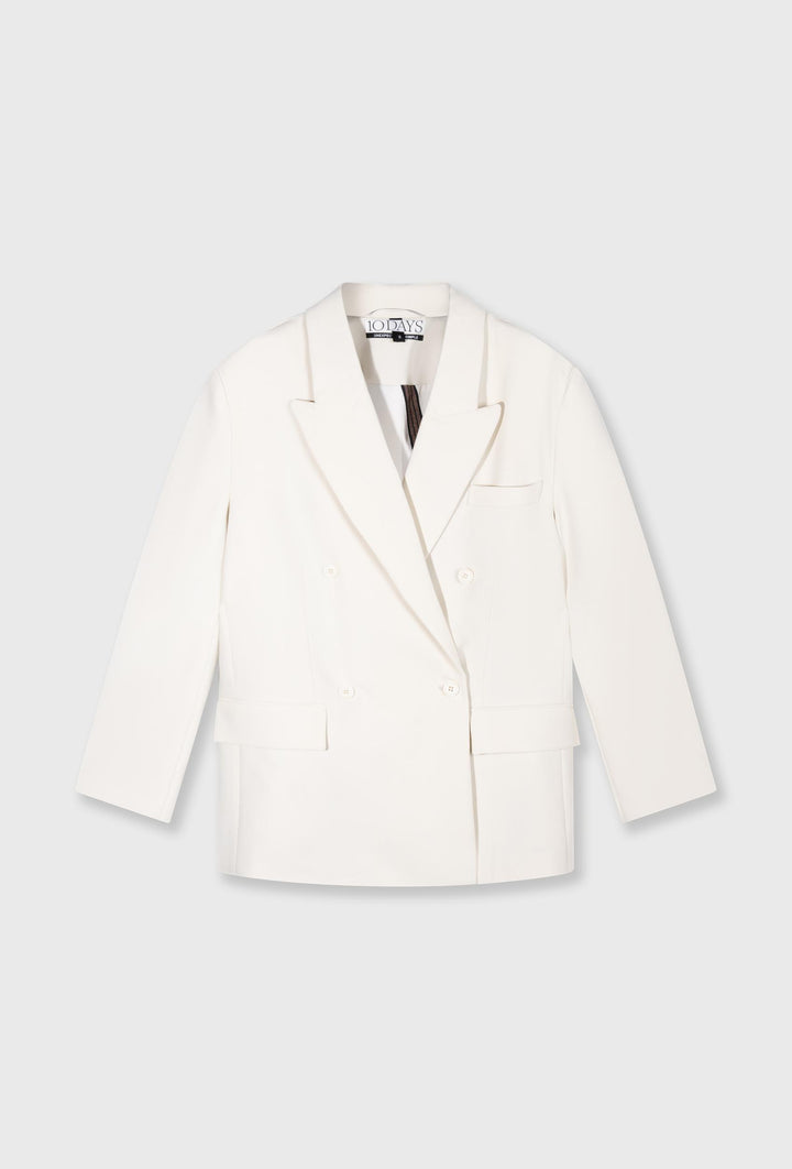 Elegancka oversizowa marynarka w kolorze ecru