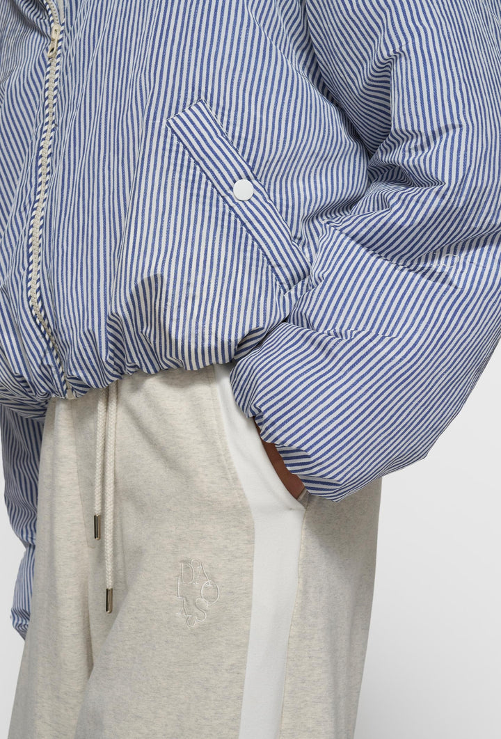 Krótka kurtka bomberka w paski z bawełny