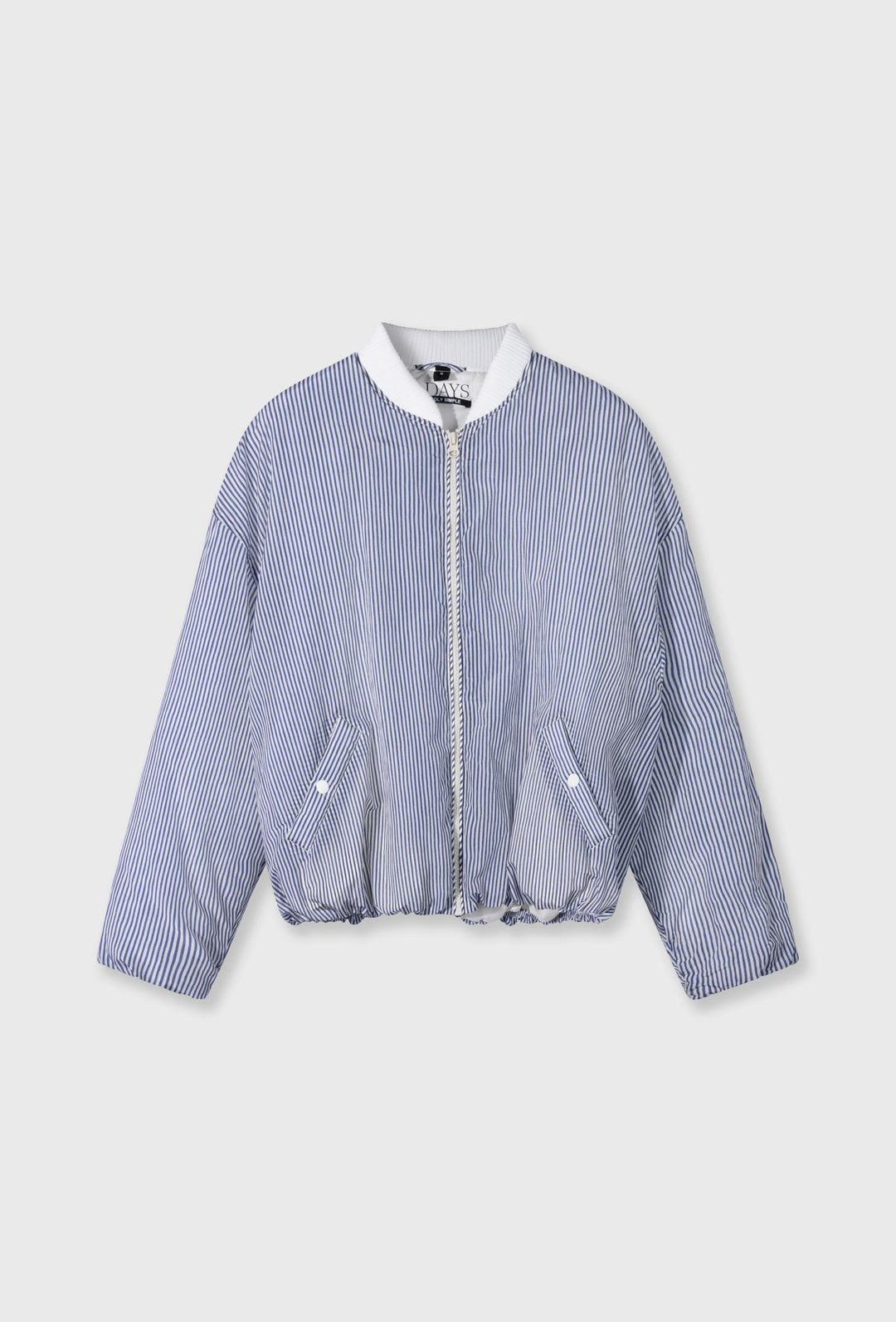 Krótka kurtka bomberka w paski z bawełny