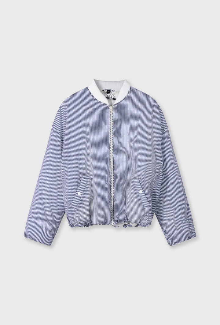 Krótka kurtka bomberka w paski z bawełny