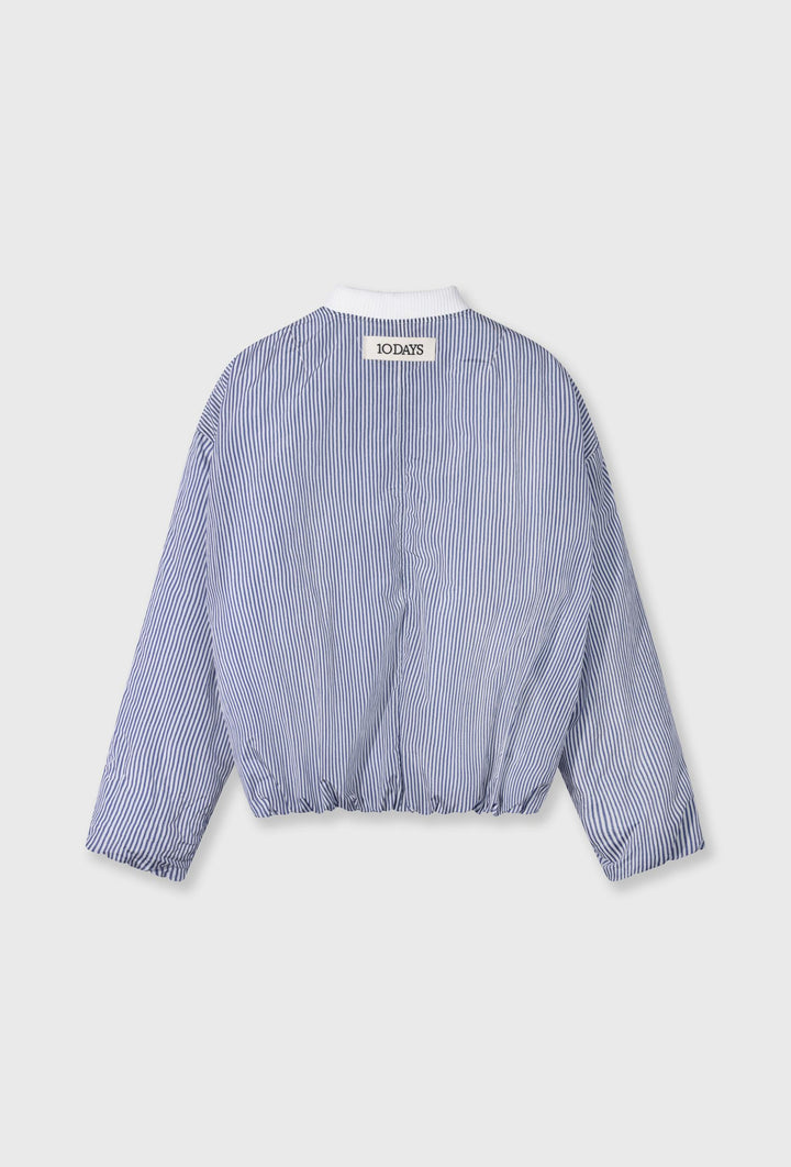 Krótka kurtka bomberka w paski z bawełny