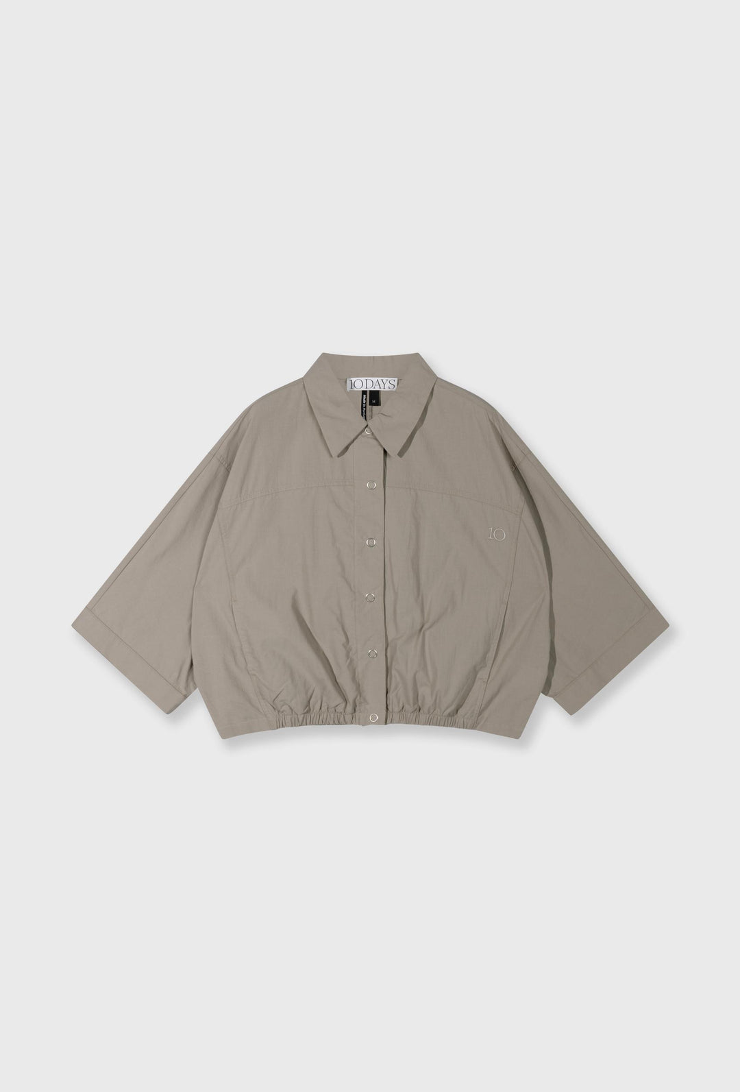 Krótka koszula oversize z elastycznym dołem khaki