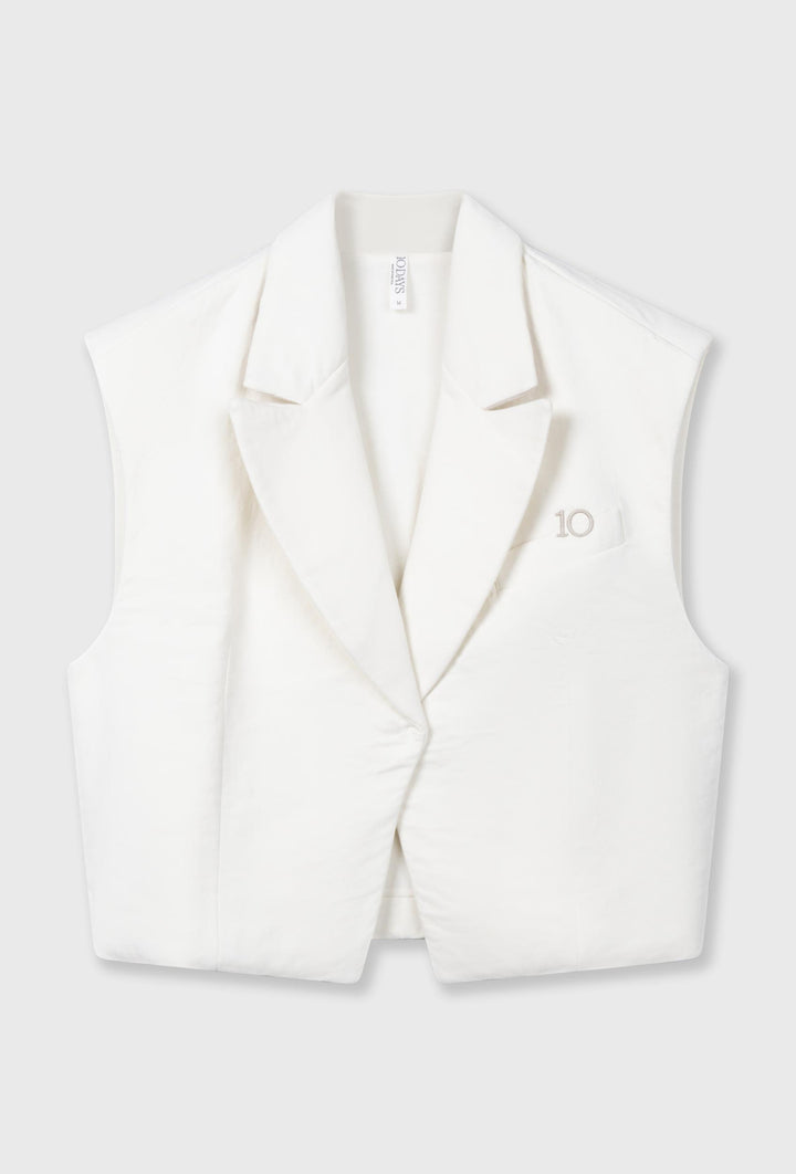 Krótka kamizelka o kroju marynarki z regulacją z tyłu