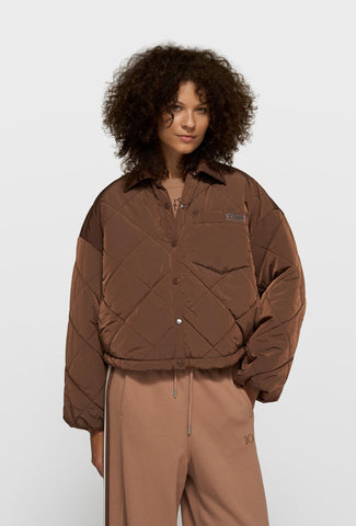 Krótka kurtka bomberka typu quilted z kołnierzem