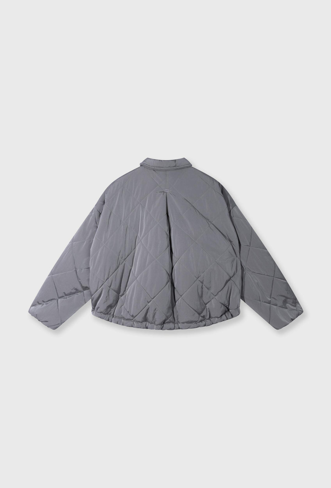 Krótka kurtka bomberka typu quilted, w kolorze lśniącej szarości