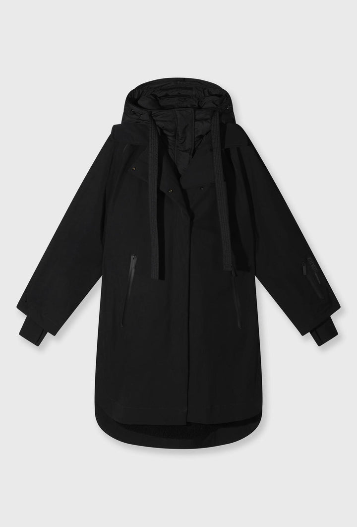 Czarny płaszcz parka damski 10DAYS