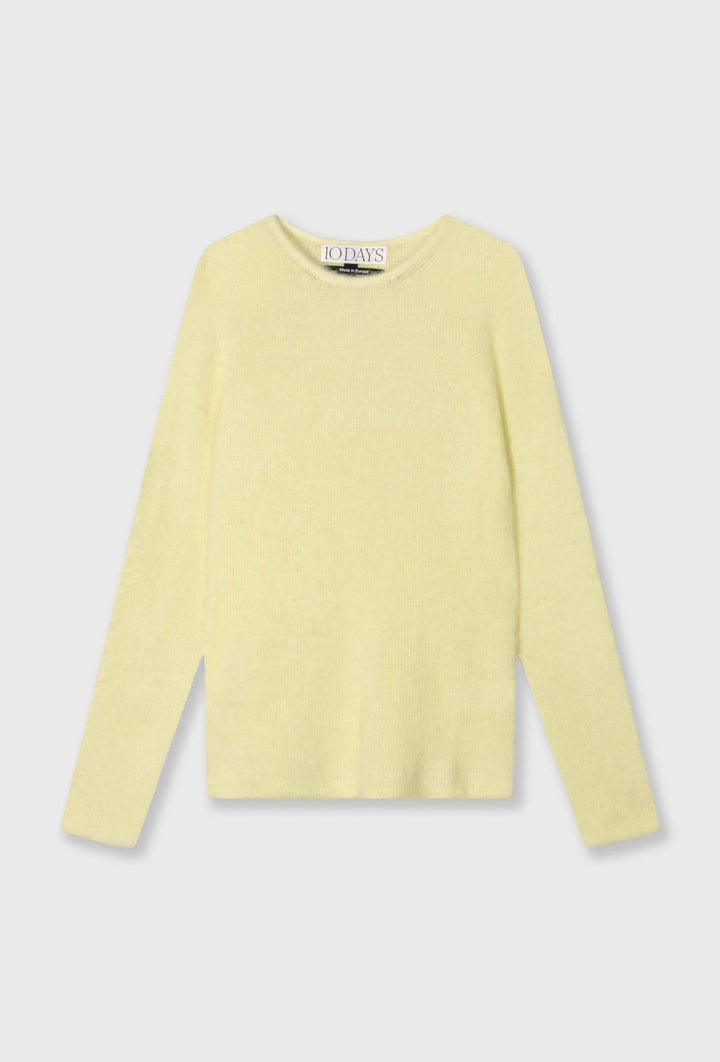 Sweter z okrągłym dekoltem w pastelowym żółtym kolorze