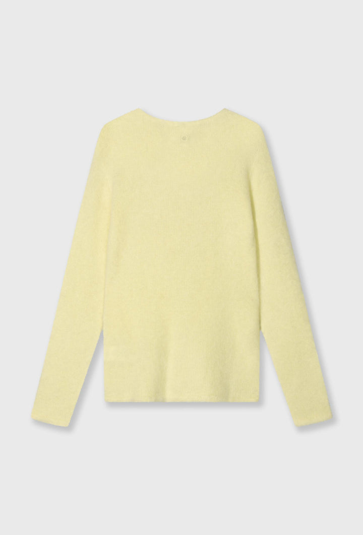 Sweter z okrągłym dekoltem w pastelowym żółtym kolorze