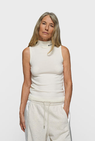 Kremowy bezrękawnik z golfem i logo 10DAYS