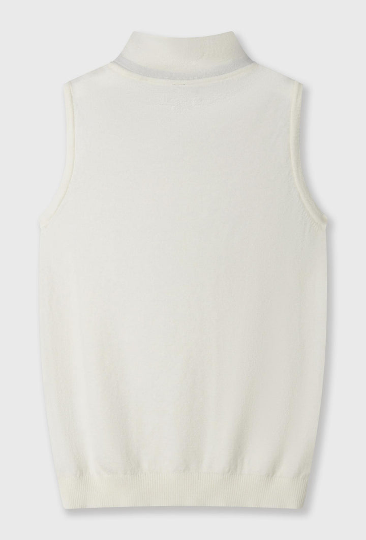 Kremowy bezrękawnik z golfem i logo 10DAYS