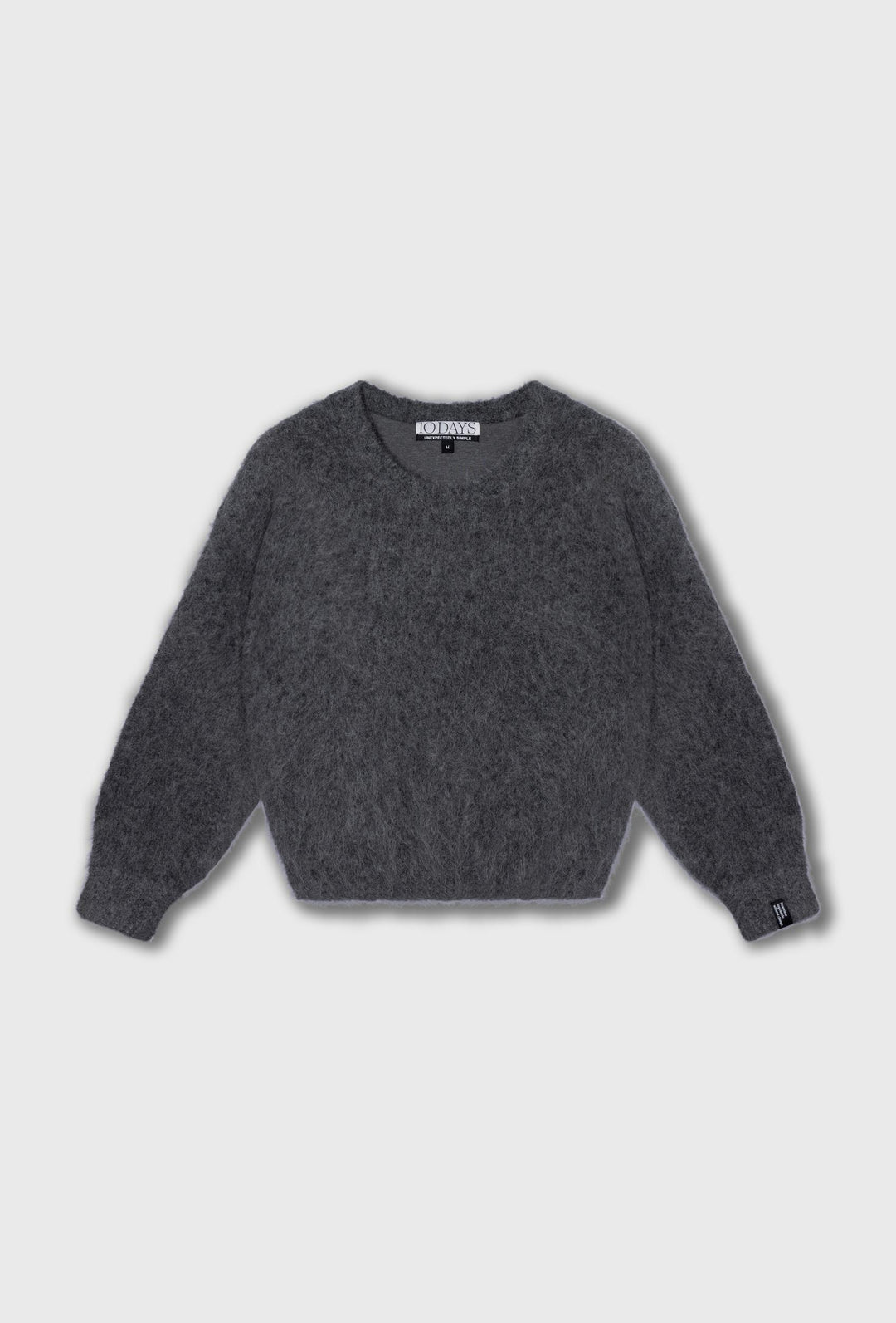 Grafitowy puszysty sweter z logo 10DAYS