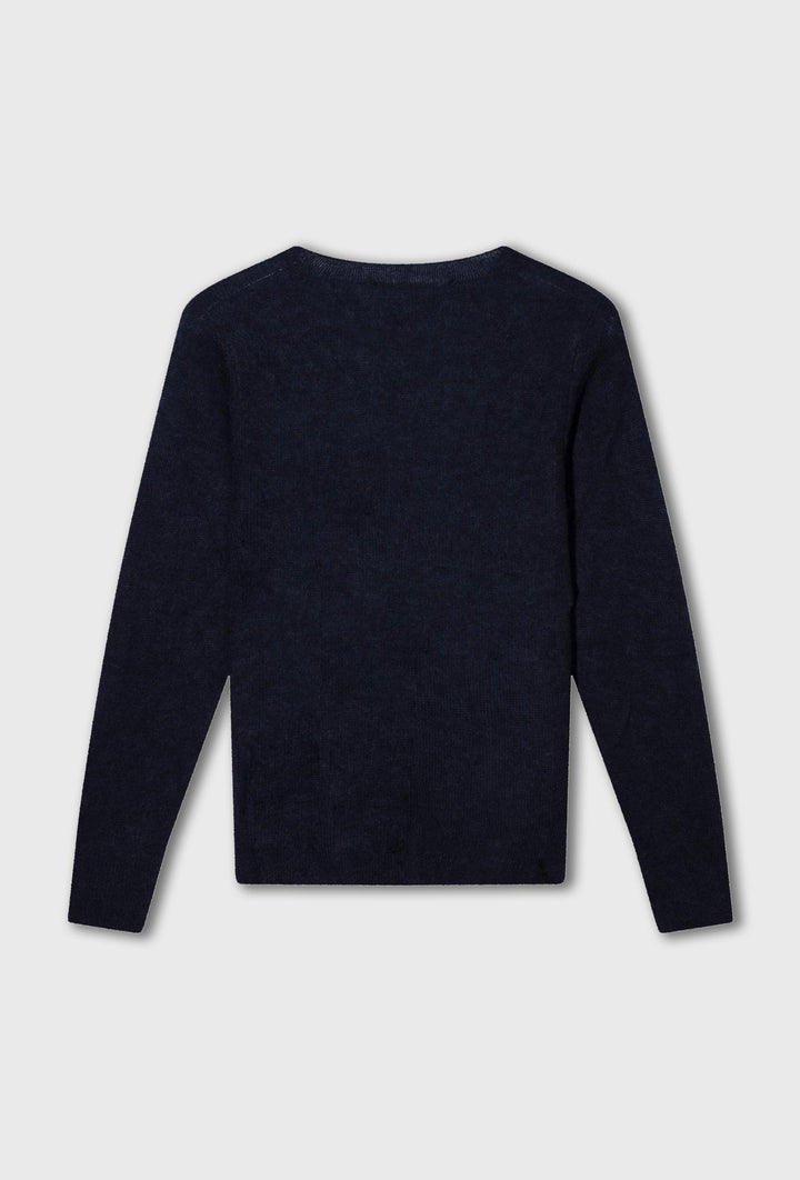 Granatowy sweter z okrągłym dekoltem