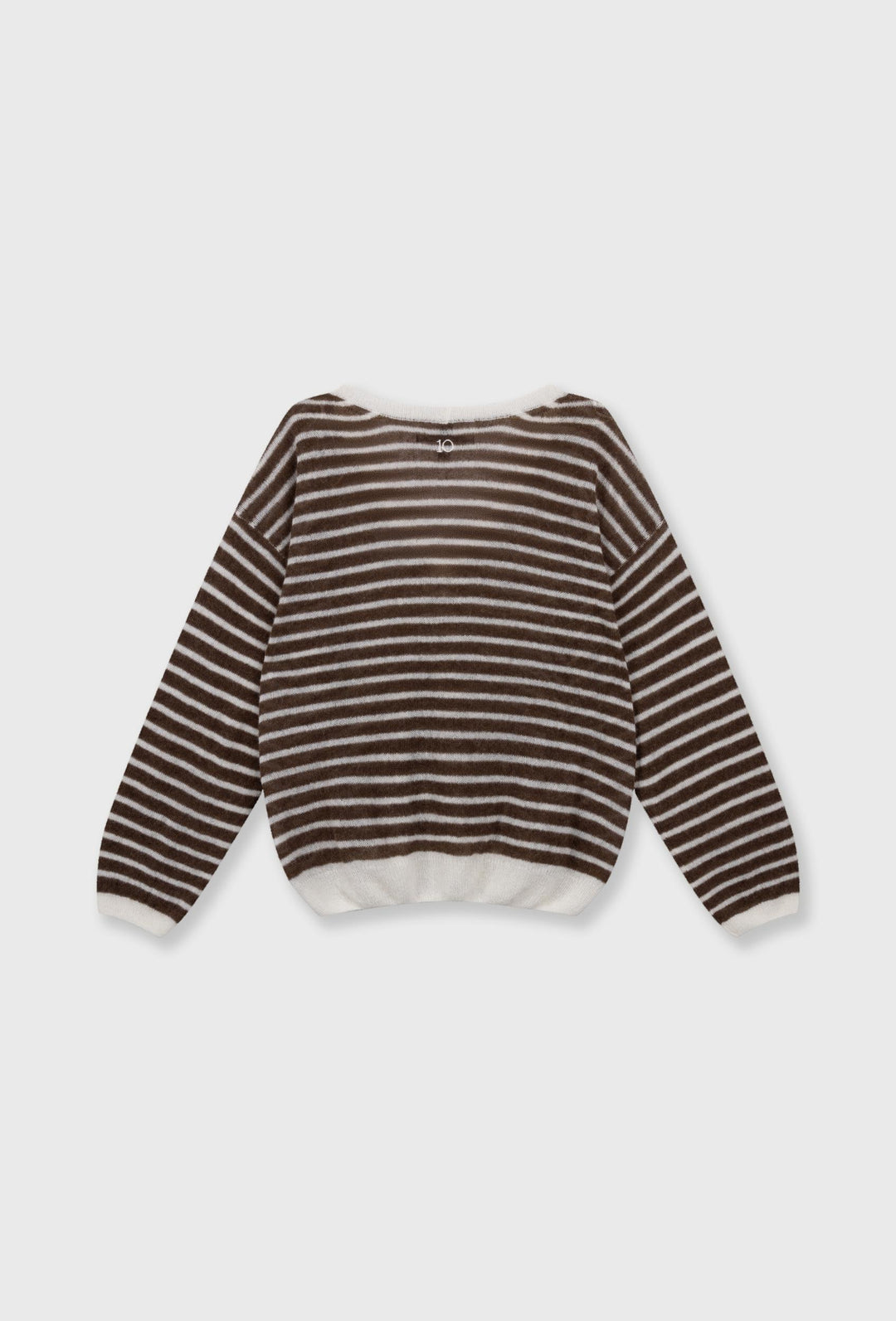 Dzianinowy sweter w paski z dekoltem "V"