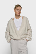 Kremowy puszysty sweter damski z kapturem 10DAYS