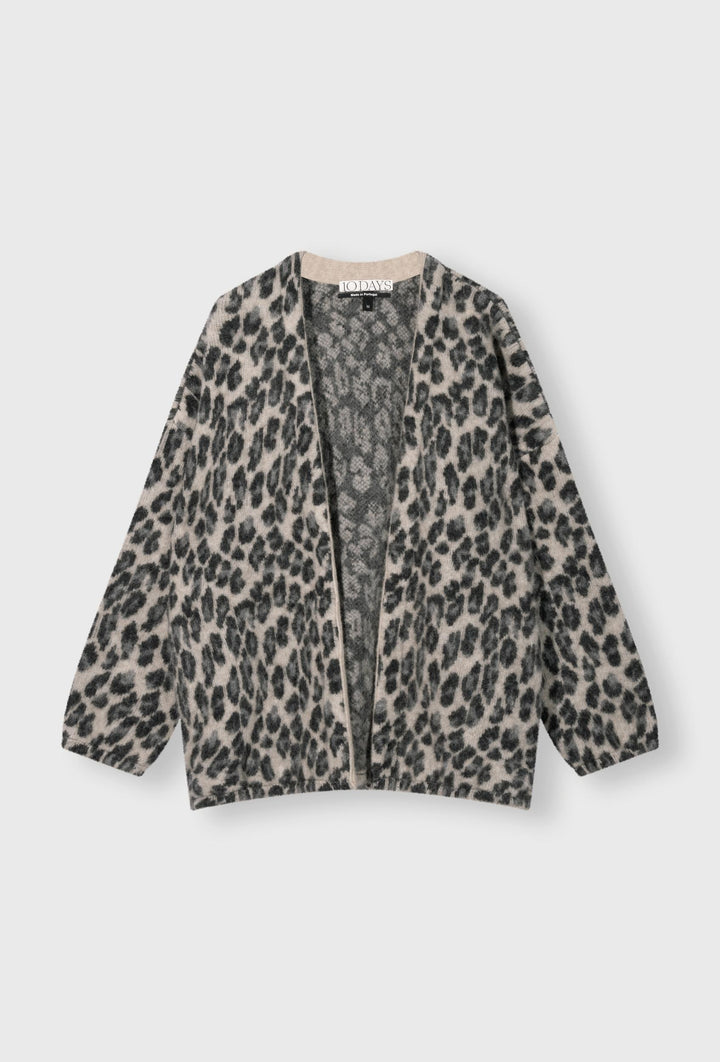 Ciepły kardigan ze zwierzęcym printem