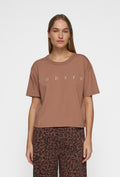 Luźny t-shirt z bawełny organicznej w brązowym kolorze