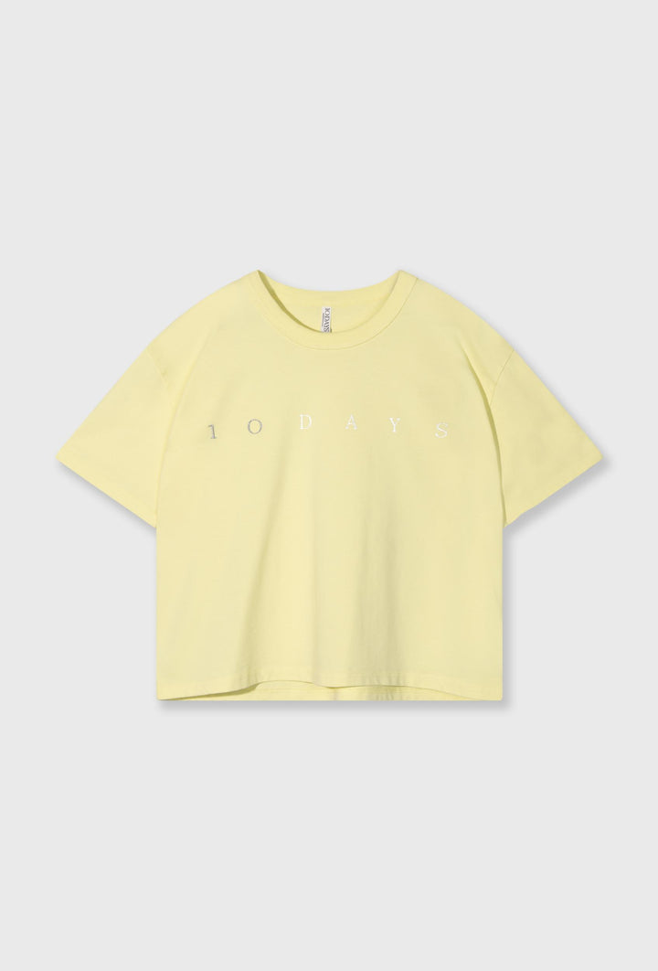 Swobodny T-shirt w kolorze pastelowej żółci