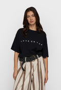 Oversizowy t-shirt z napisem w czarnym kolorze