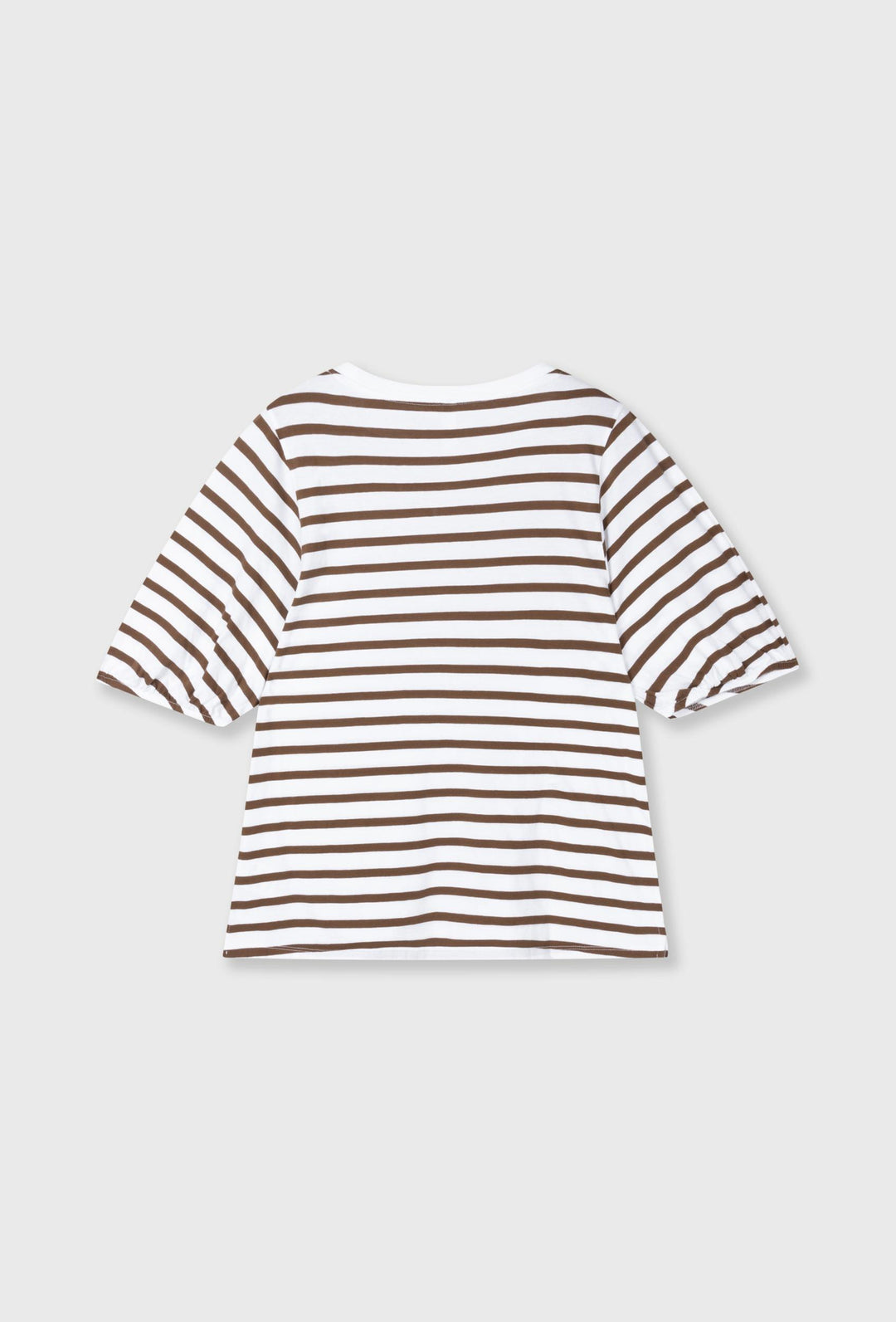 Bawełniany T-shirt w paski z bufką rękawa