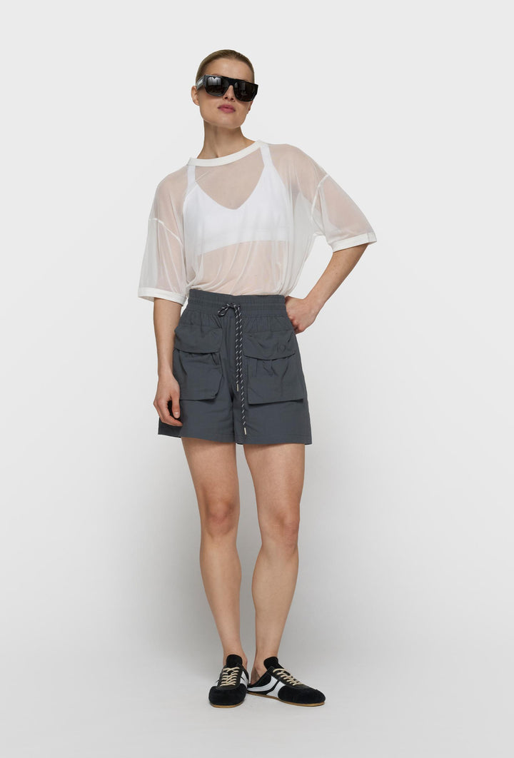 Biały transparentny t-shirt oversize z siateczki